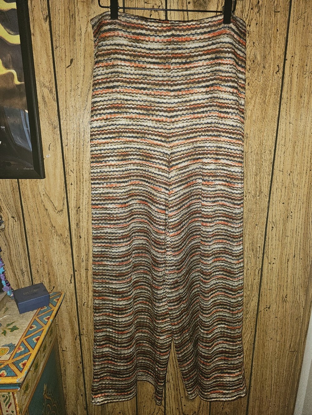 FREE PEOPLE Multi Color Knit Wide Leg Pull On Pants - Large - Picture 4 of 8